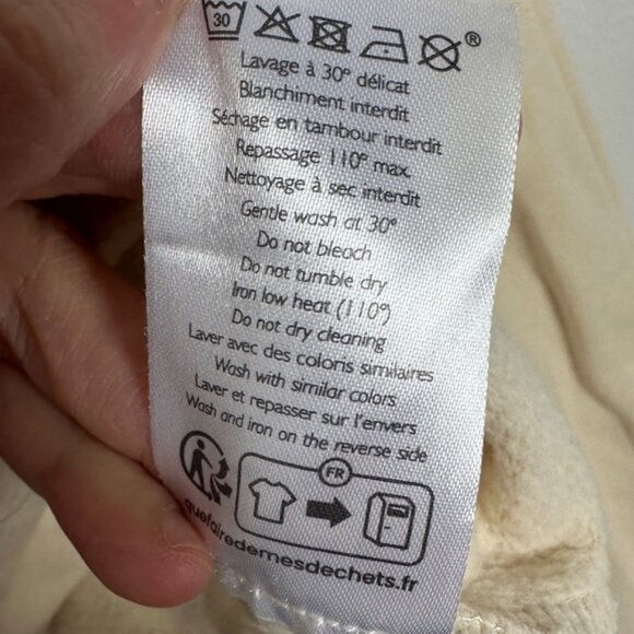 Sezane Lexi Sweatshirt Cream Hoodie Organic Cotton Size Medium French Minimalist - Picture 12 of 16